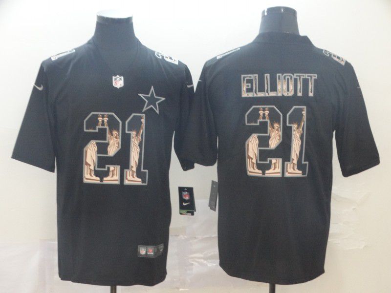Men Dallas cowboys #21 Elliott Black Goddess fashion Edition Nike NFL Jerseys